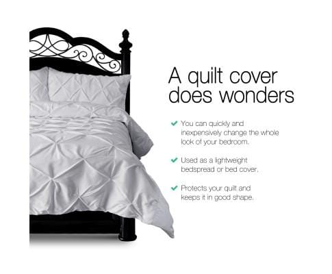 Giselle Quilt Cover Diamond Pintuck Quilt Cover Set - Grey
