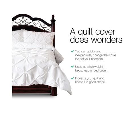 Giselle Quilt Cover Diamond Pintuck Quilt Cover Set - White