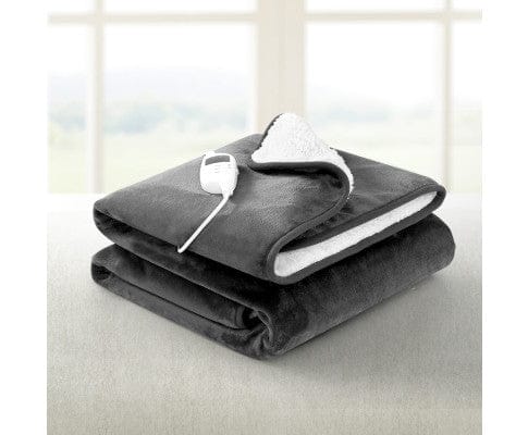 Giselle Electric Blanket Electric Throw Rug Heated Blanket Washable Snuggle Flannel Winter Grey