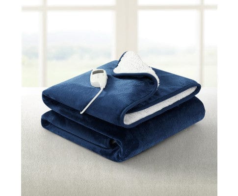 Giselle Electric Blanket Electric Throw Rug Heated Blanket Washable Snuggle Flannel Winter Navy