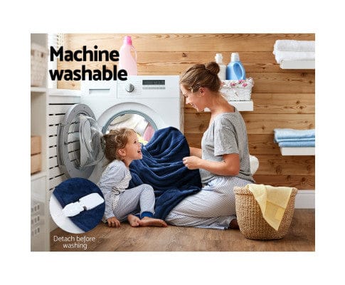 Giselle Electric Blanket Electric Throw Rug Heated Blanket Washable Snuggle Flannel Winter Navy