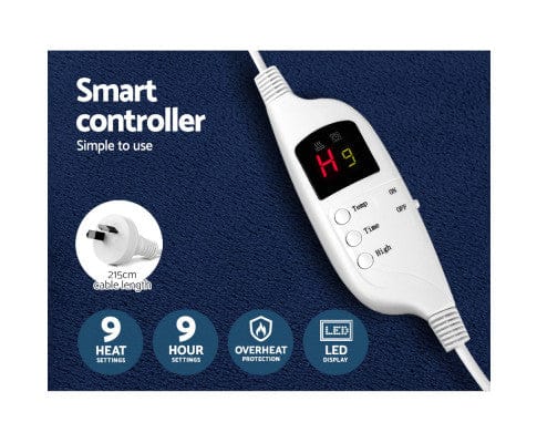 Giselle Electric Blanket Electric Throw Rug Heated Blanket Washable Snuggle Flannel Winter Navy