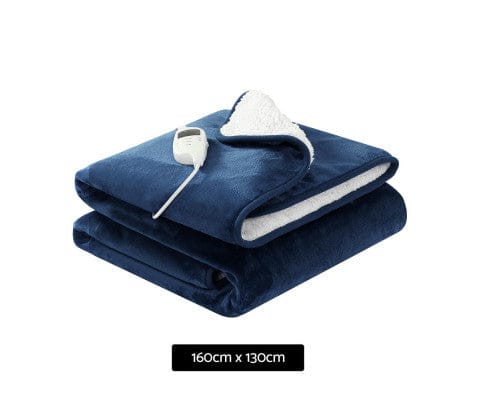 Giselle Electric Blanket Electric Throw Rug Heated Blanket Washable Snuggle Flannel Winter Navy