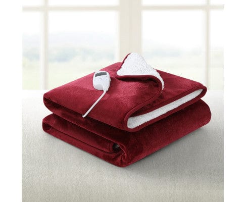 Giselle Electric Blanket Electric Throw Rug Heated Blanket Washable Snuggle Flannel Winter Red