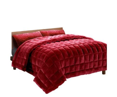 Giselle Comforter Faux Mink Quilt Comforter Throw Blanket Winter Burgundy