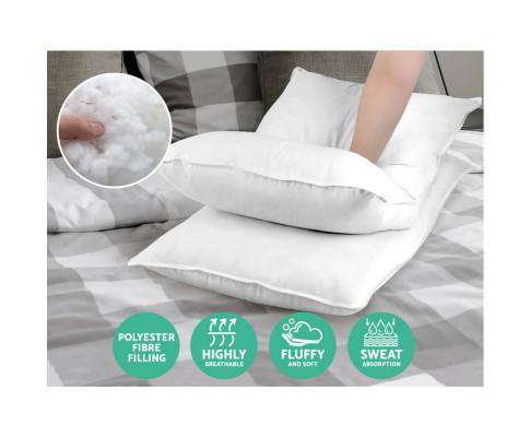 Giselle Pillows/Cushions King Size 4 Pack Bed Pillow Medium 2 Firm & 2 Microfibre Fiiling