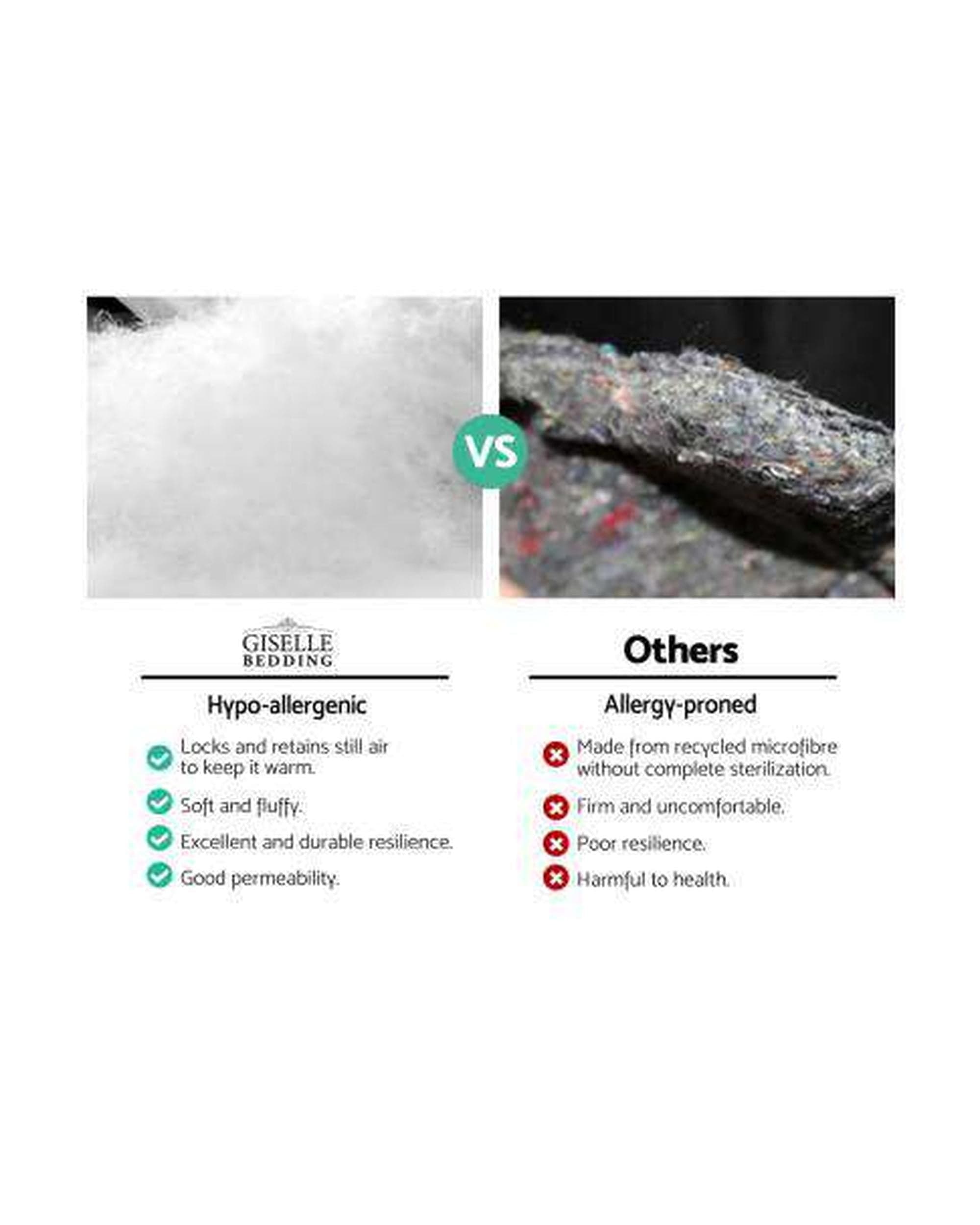 Giselle Mattress Topper Mattress Topper Pillowtop 1000GSM Charcoal Microfibre Bamboo Fibre Filling Protector