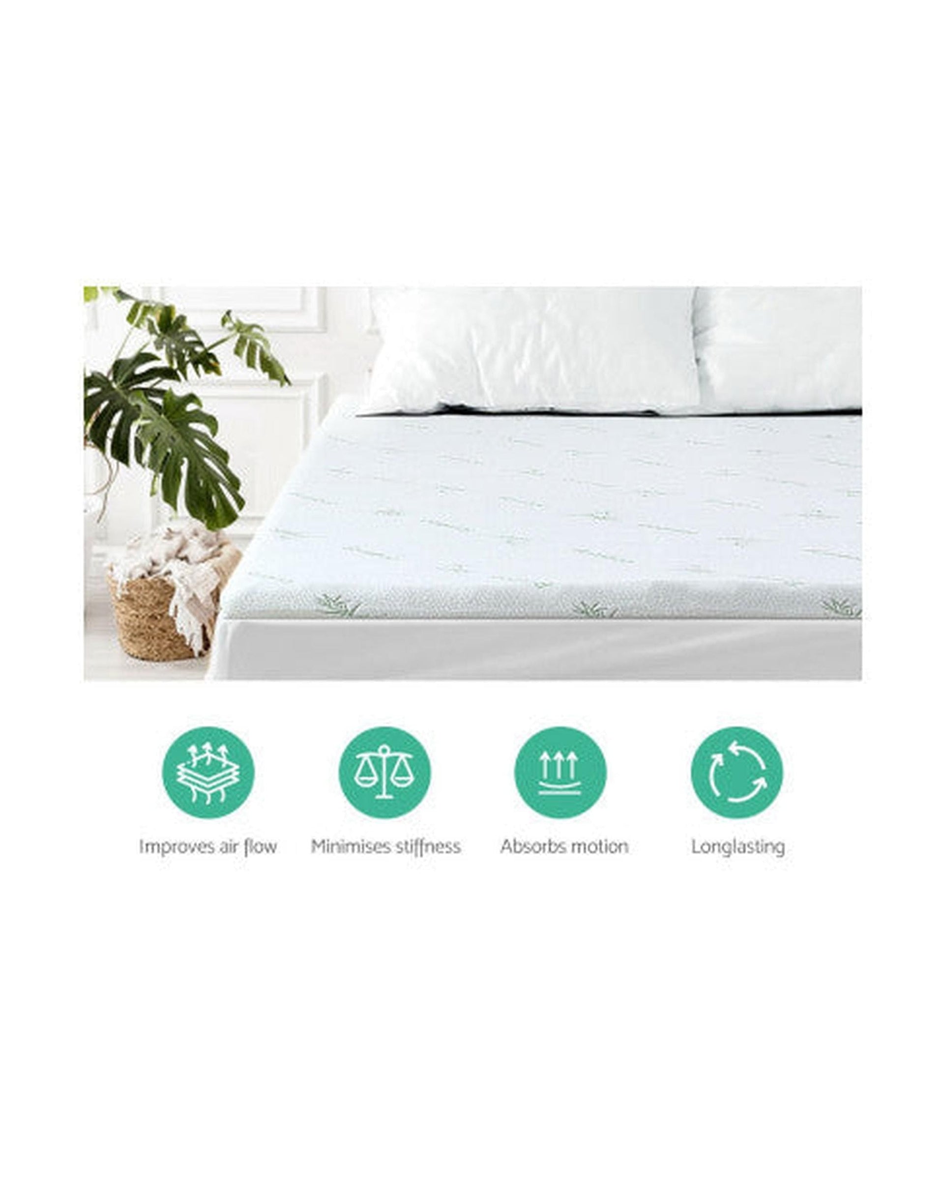 Giselle Mattress Topper Memory Foam Mattress Topper 8cm - 11-zone