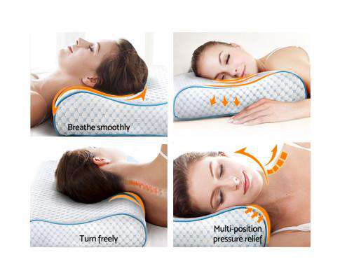 Giselle Pillows/Cushions Memory Foam Pillow Ice Silk Cover Contour Pillows Cool Cervical Support