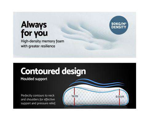 Giselle Pillows/Cushions Memory Foam Pillow Ice Silk Cover Contour Pillows Cool Cervical Support