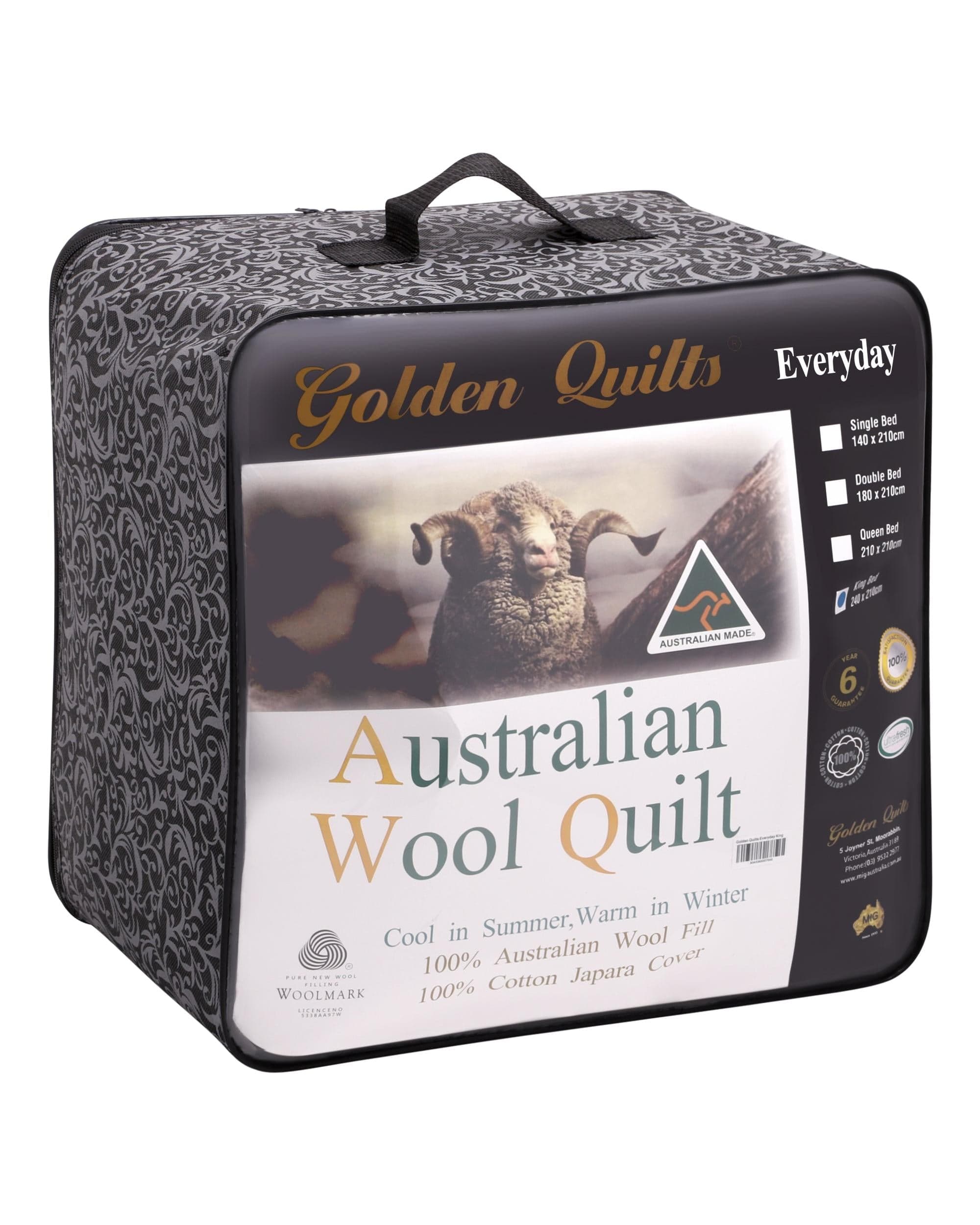 Golden Quilts Duvet/Quilt Golden Quilts 250GSM 100% Wool Quilt