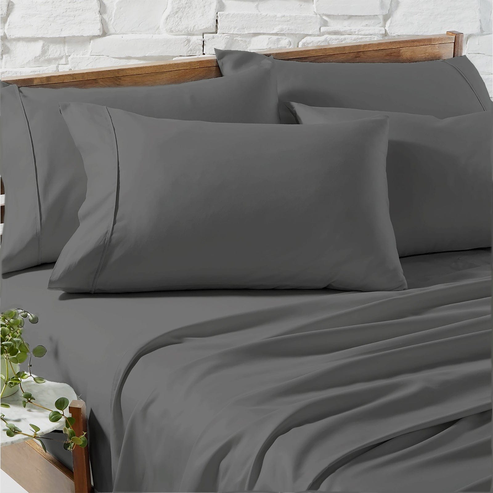 H Decor Bed Sheets 1200 TC Premium Cotton Blend Sheet Sets - Charcoal