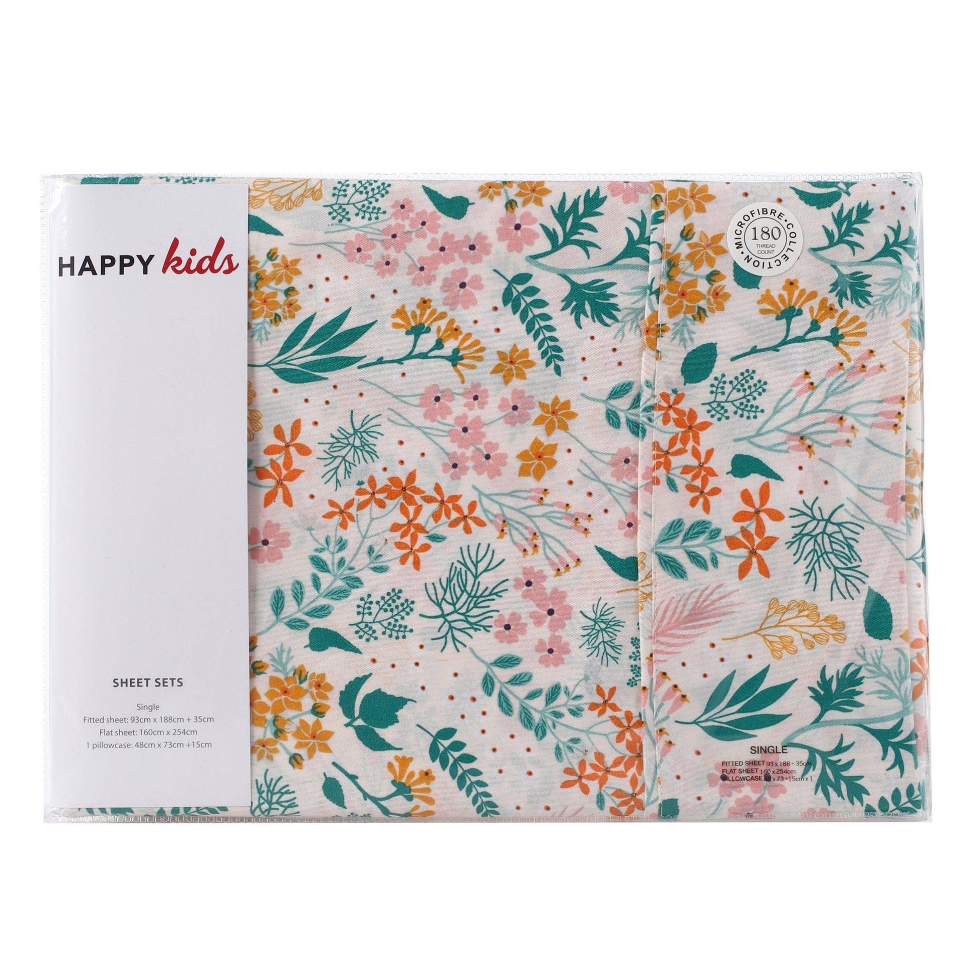 Happy Kids Bedding Bed Sheets Happy Kids Floral Printed Microfibre Sheet Set