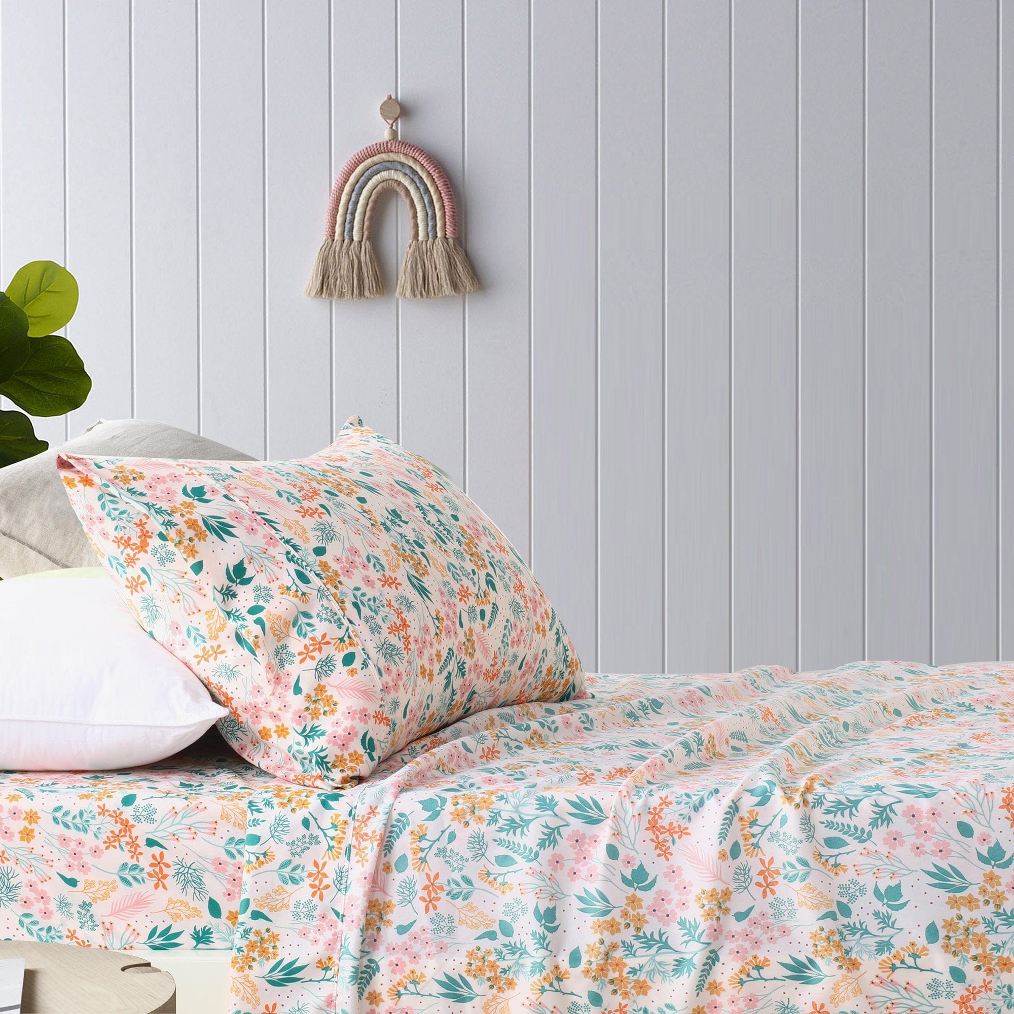 Happy Kids Bedding Bed Sheets Happy Kids Floral Printed Microfibre Sheet Set