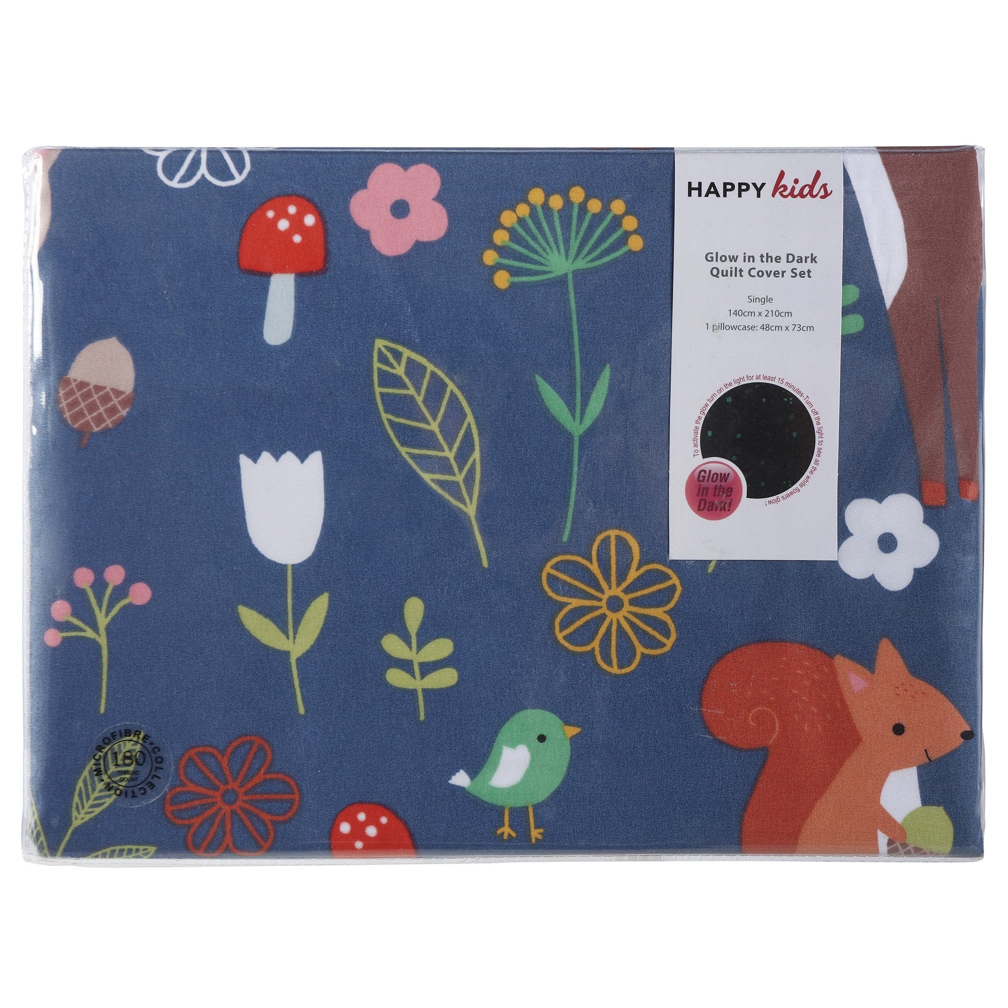 Happy Kids Bedding Quilt Cover Happy Kids Nature Forest Glow-in-the-Dark Quilt Cover Set