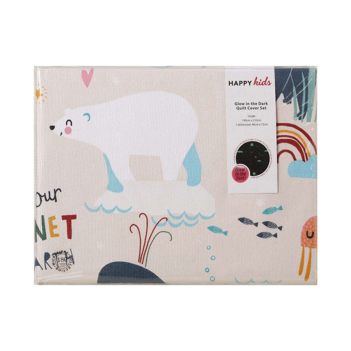Happy Kids Bedding Quilt Cover Happy Kids Our Planet Earth Glow in the Dark Quilt Cover Set