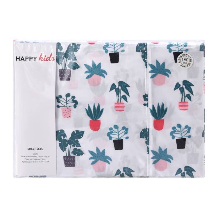 Happy Kids Bedding Bed Sheets Happy Kids Plant Printed Microfibre Sheet Set