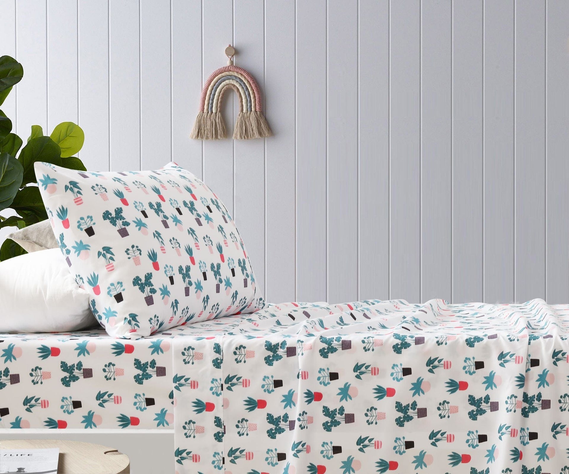 Happy Kids Bedding Bed Sheets Happy Kids Plant Printed Microfibre Sheet Set