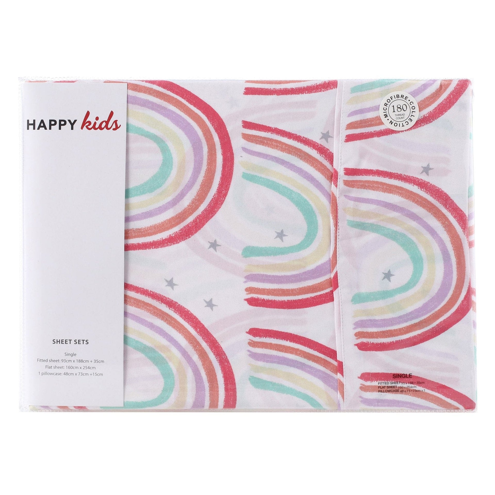Happy Kids Bedding Bed Sheets Happy Kids Rainbow Printed Microfibre Sheet Set