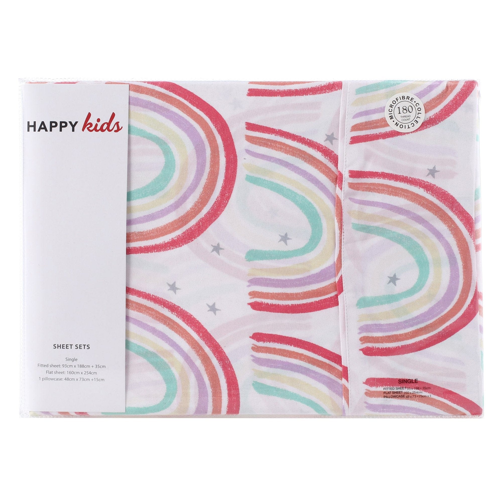 Happy Kids Bedding Bed Sheets Happy Kids Rainbow Printed Microfibre Sheet Set