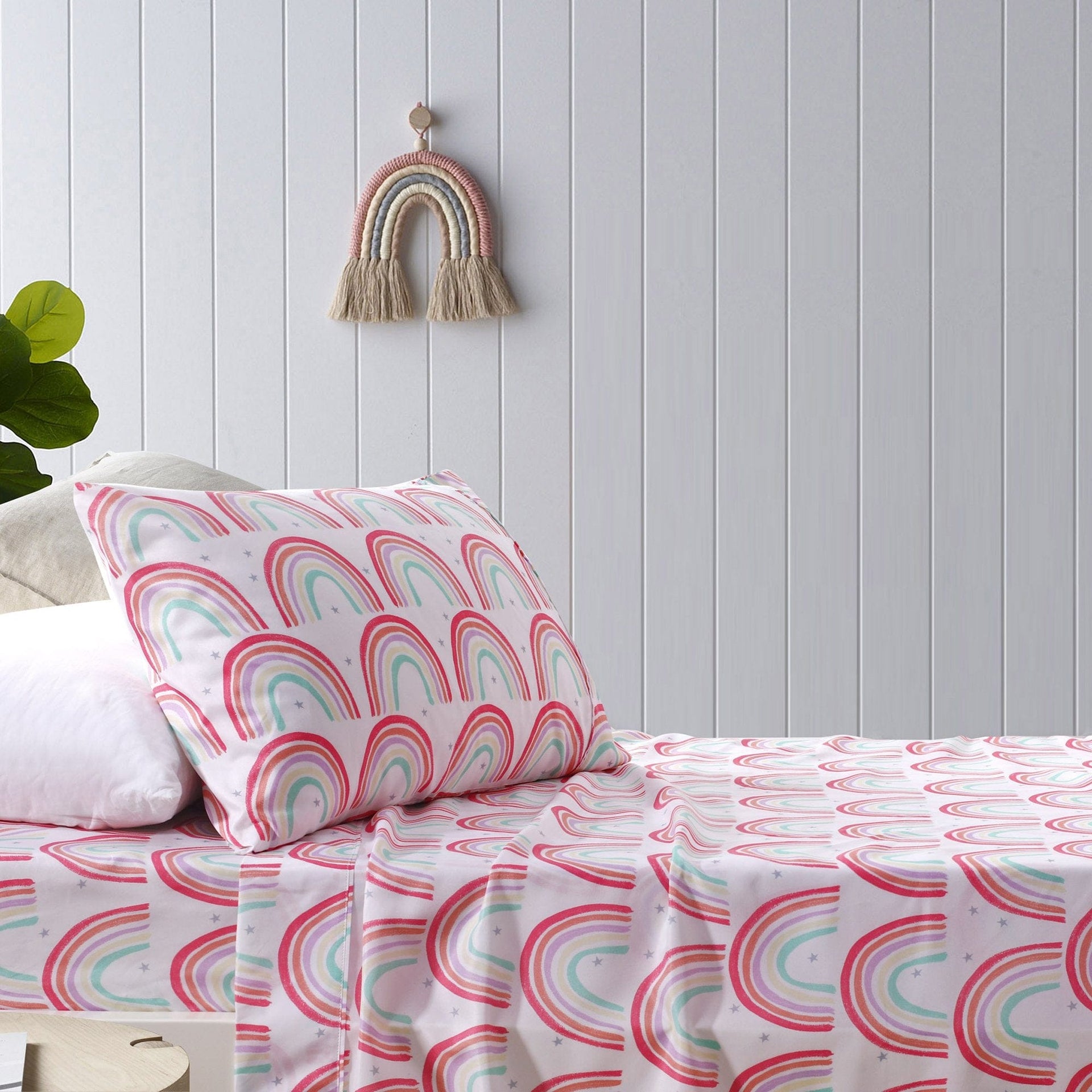 Happy Kids Bedding Bed Sheets Happy Kids Rainbow Printed Microfibre Sheet Set