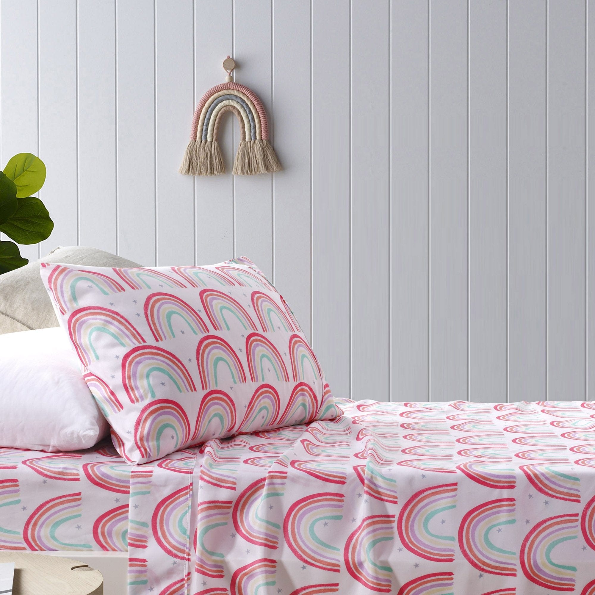 Happy Kids Bedding Bed Sheets Happy Kids Rainbow Printed Microfibre Sheet Set