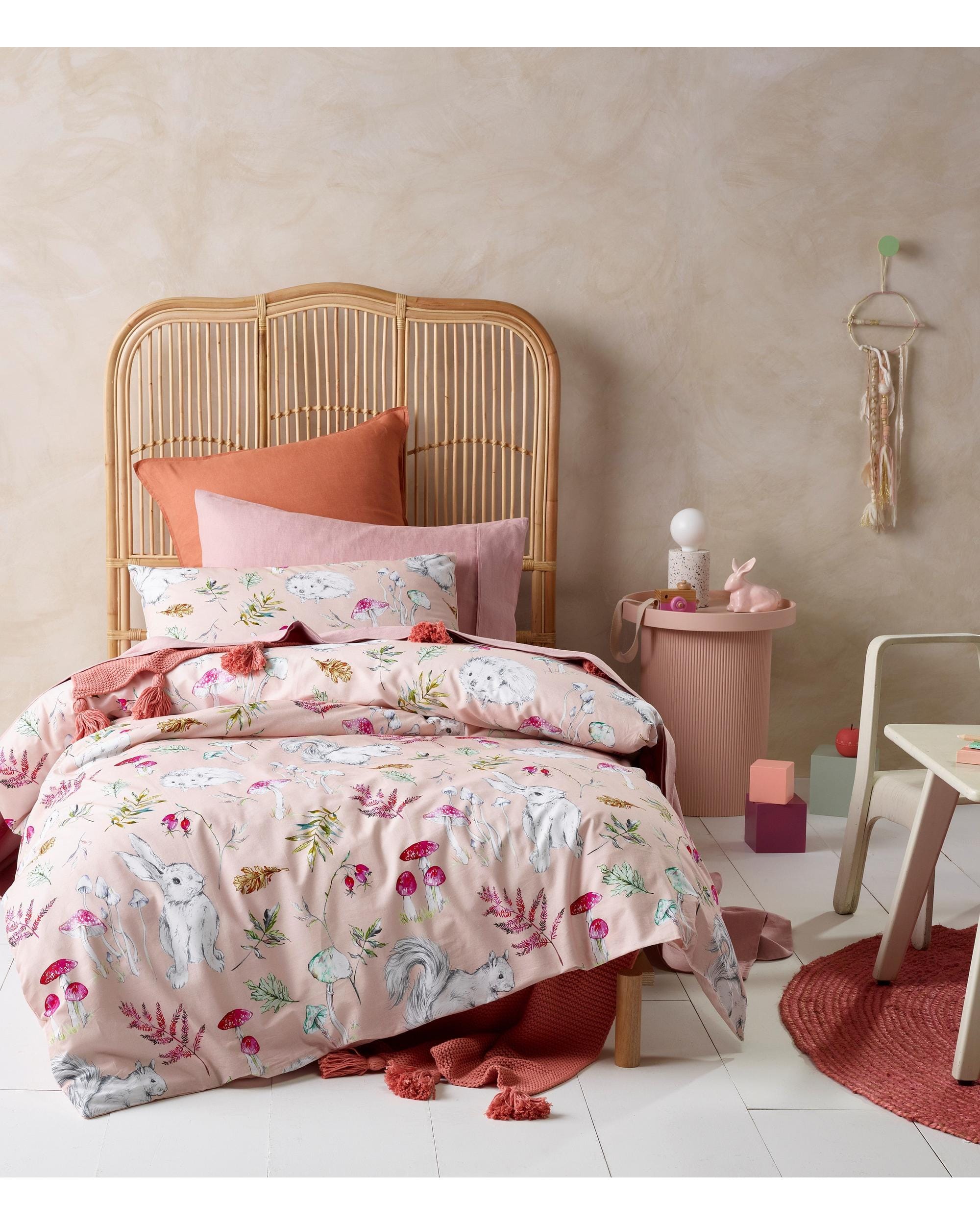 Happy Kids Bedding Quilt Cover Happy Kids Story Time Pink Cotton Digital Printed Quilt Cover Set