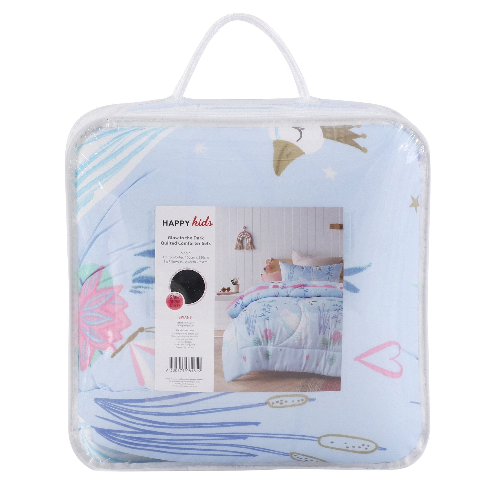 Happy Kids Bedding Comforter Happy Kids Swan Glow-In-The-Dark Comforter Set