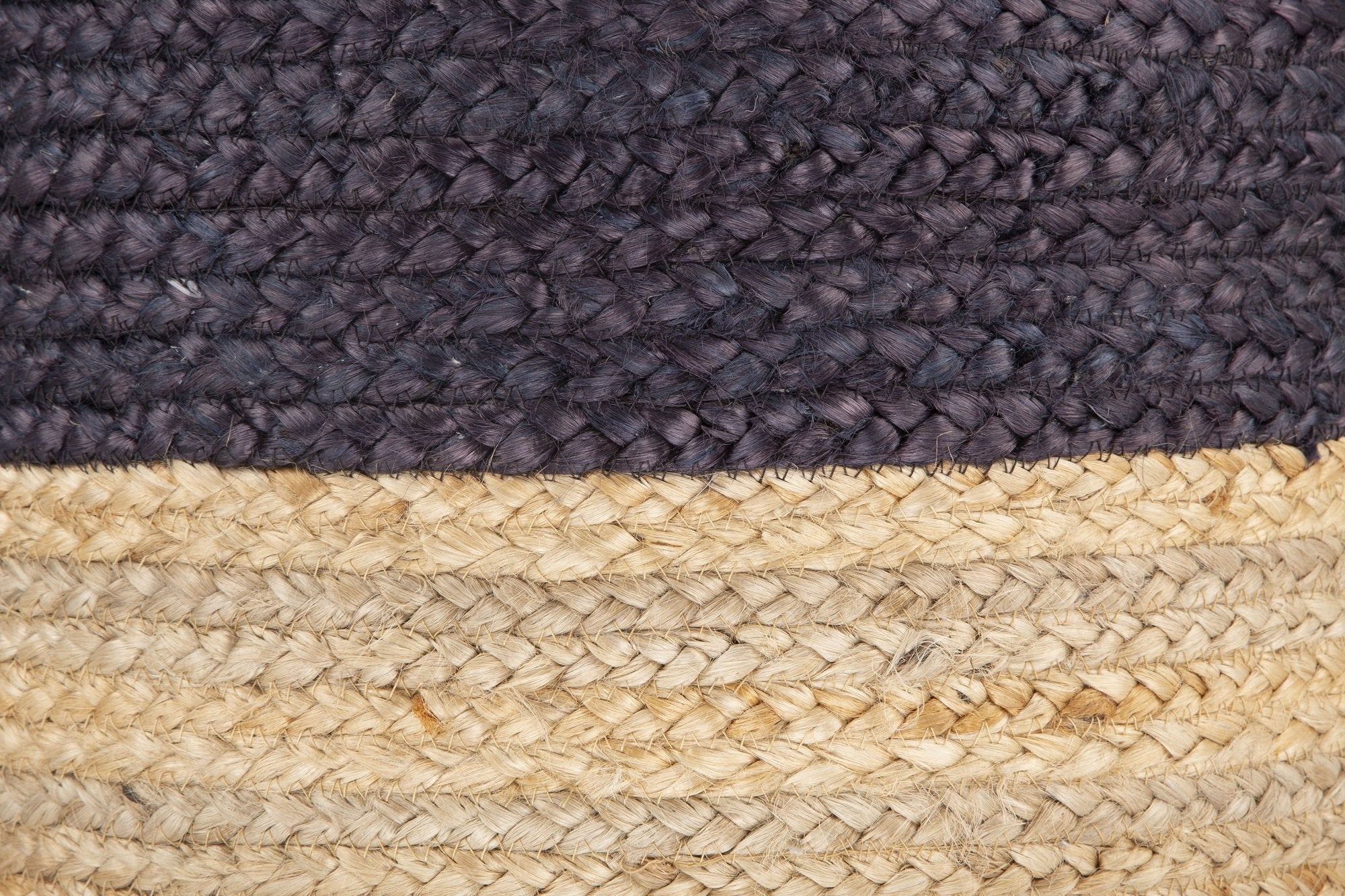 Ava Dual Color Jute Pouf NAT/ Blue Big Bedding Australia