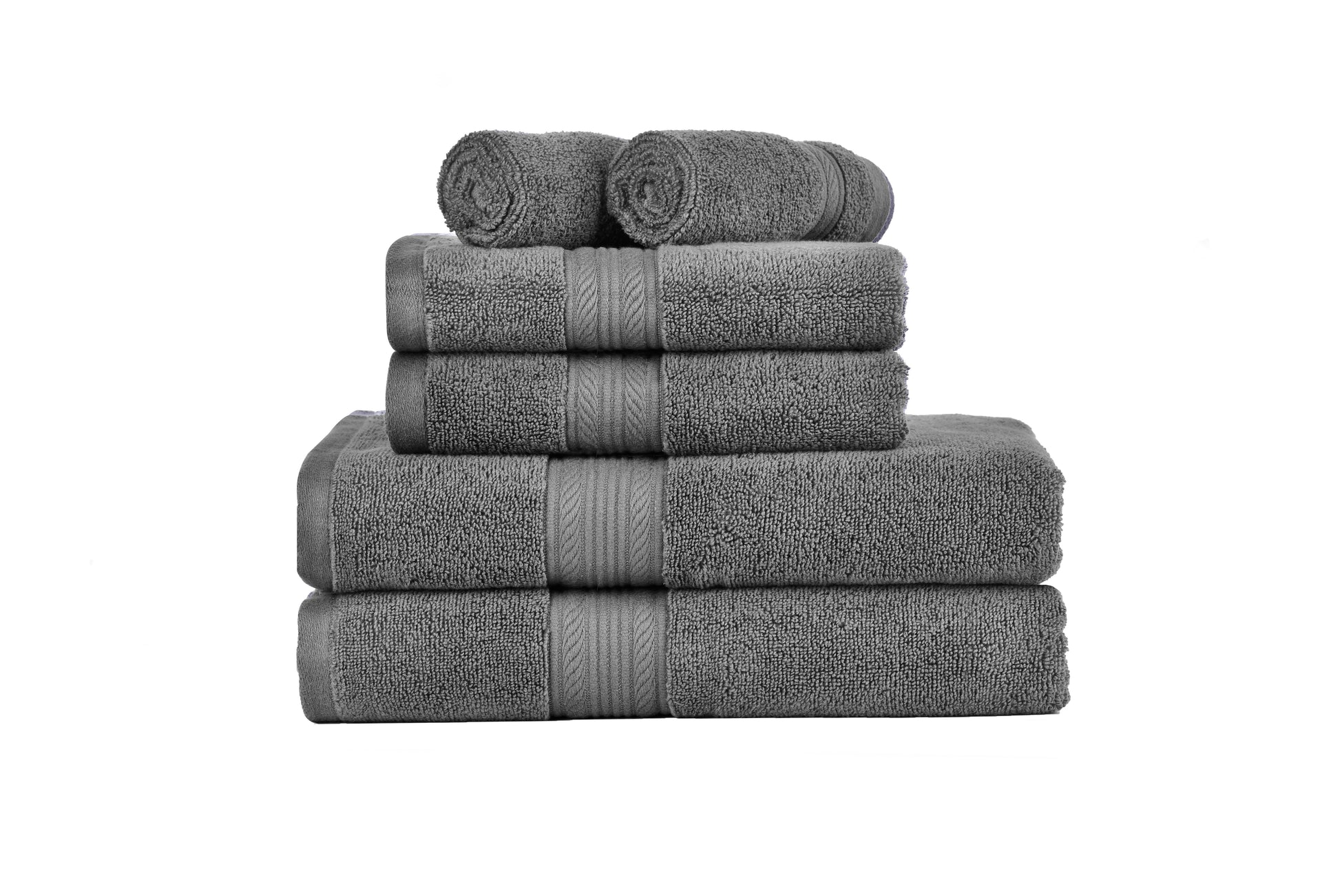 Amelia 500GSM 100% Cotton Towel Set -Zero Twist 6 Pieces -Dark Grey Amelia