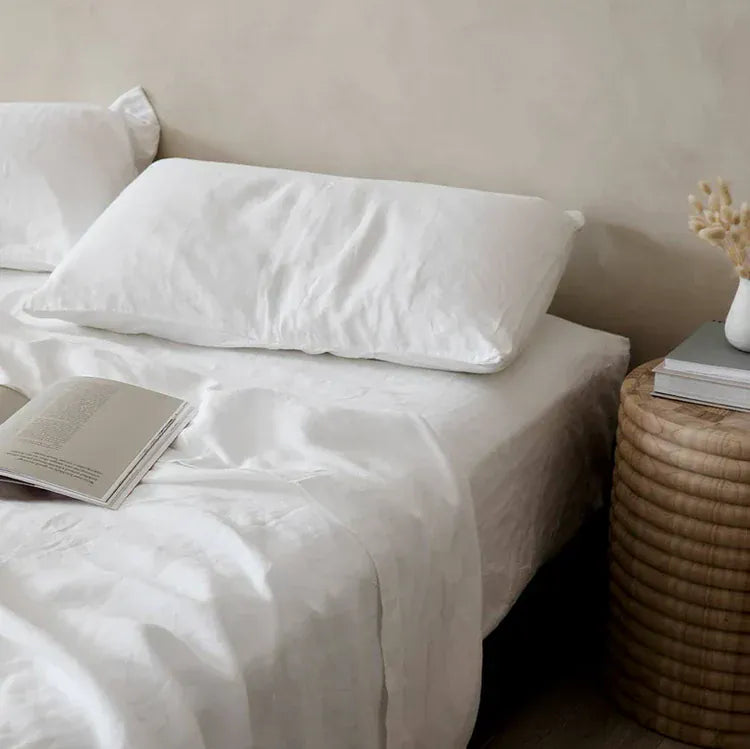 Hemp Gallery Australia Bed Sheets Single / Snow HEMP LINEN SHEET SET WITH PILLOWCASES - 2 Colours