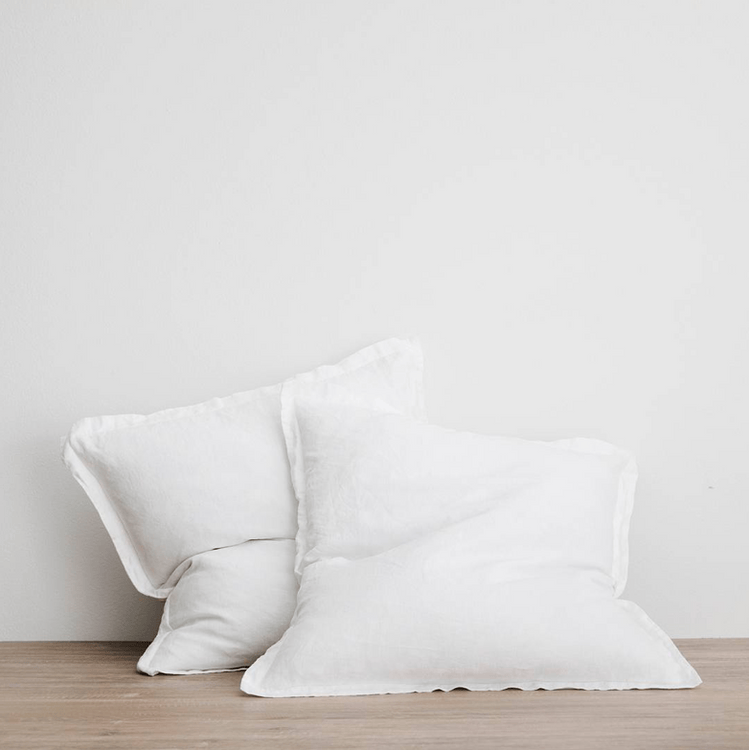 Hemp Gallery Australia Pillowcase Snow 2 x PURE HEMP LINEN EURO PILLOWCASES