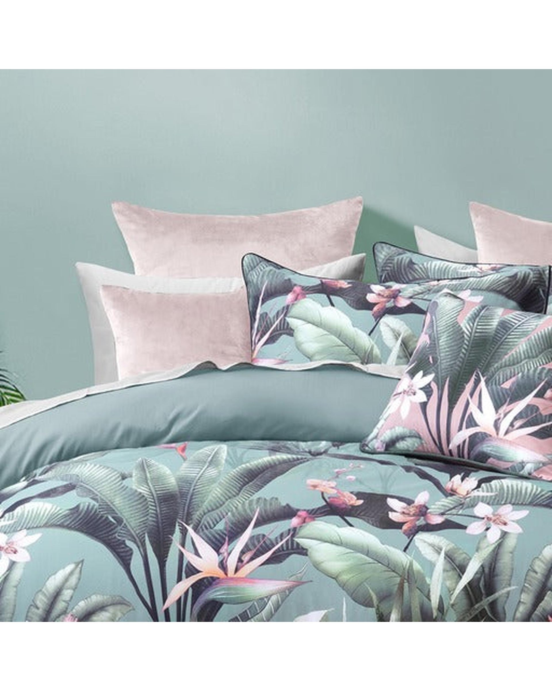 Bianca Bedding Mika Green Cotton Sateen Quilt Cover Set Bianca Bedding