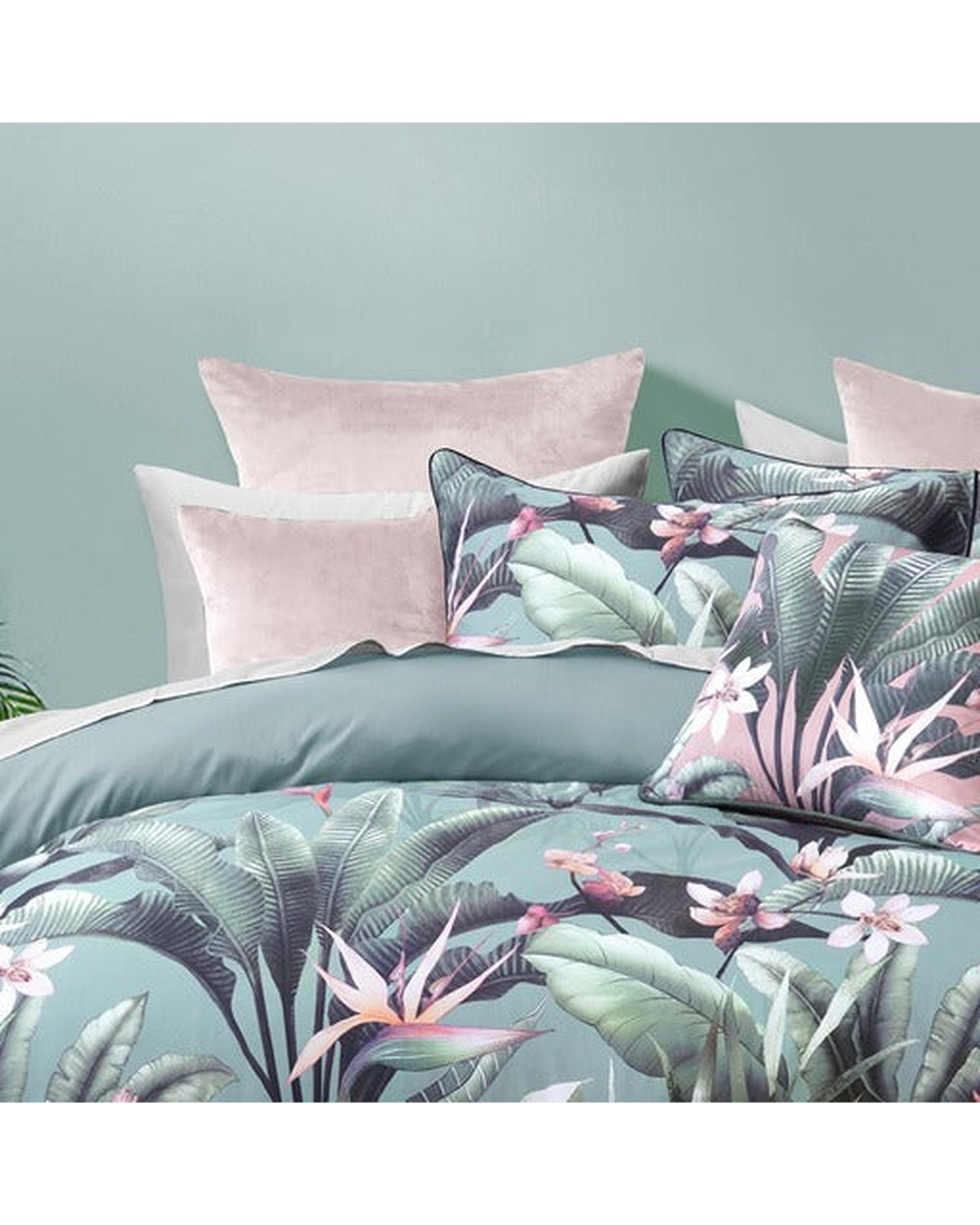 Bianca Bedding Mika Green Cotton Sateen Quilt Cover Set Bianca Bedding