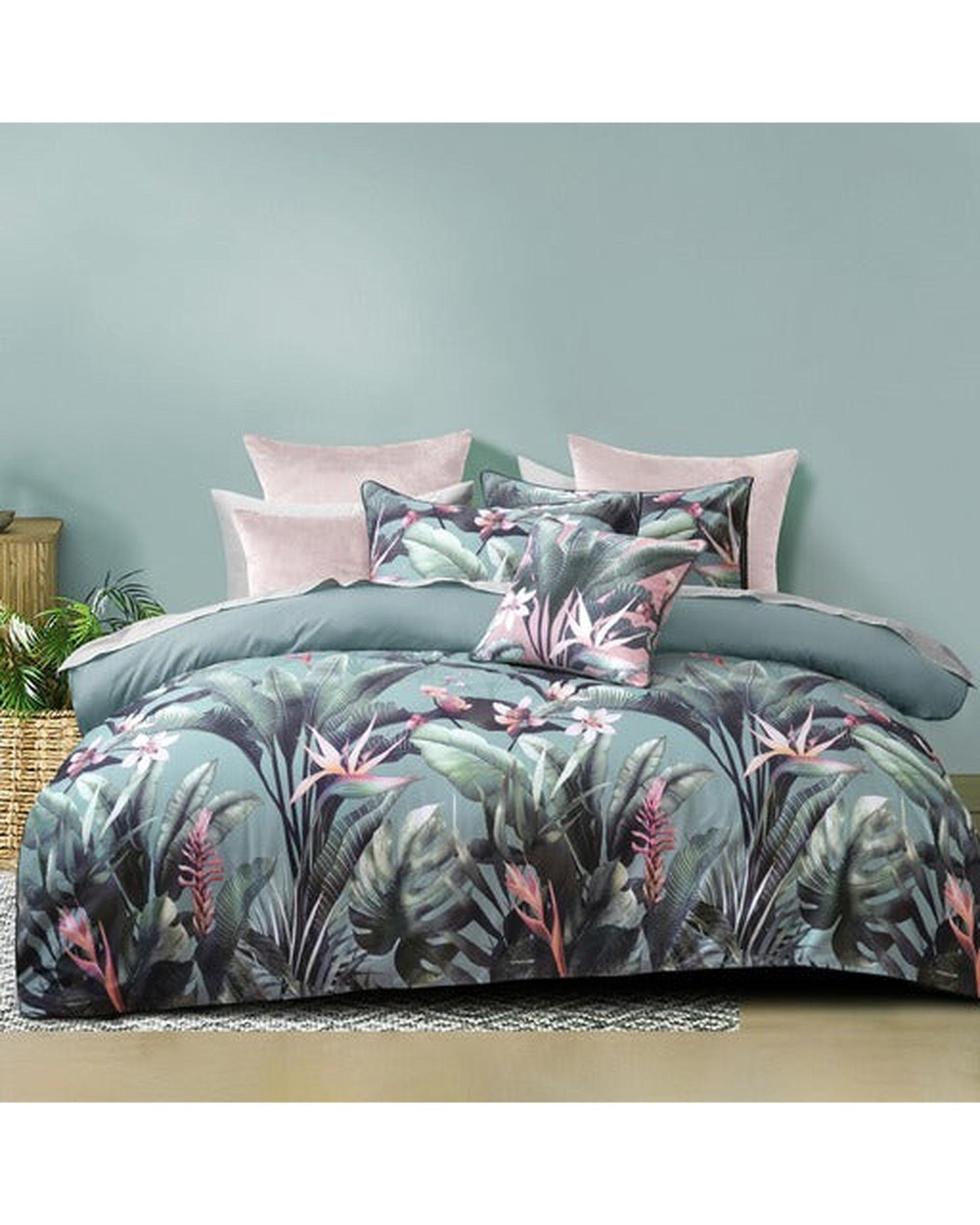 Bianca Bedding Mika Green Cotton Sateen Quilt Cover Set Bianca Bedding