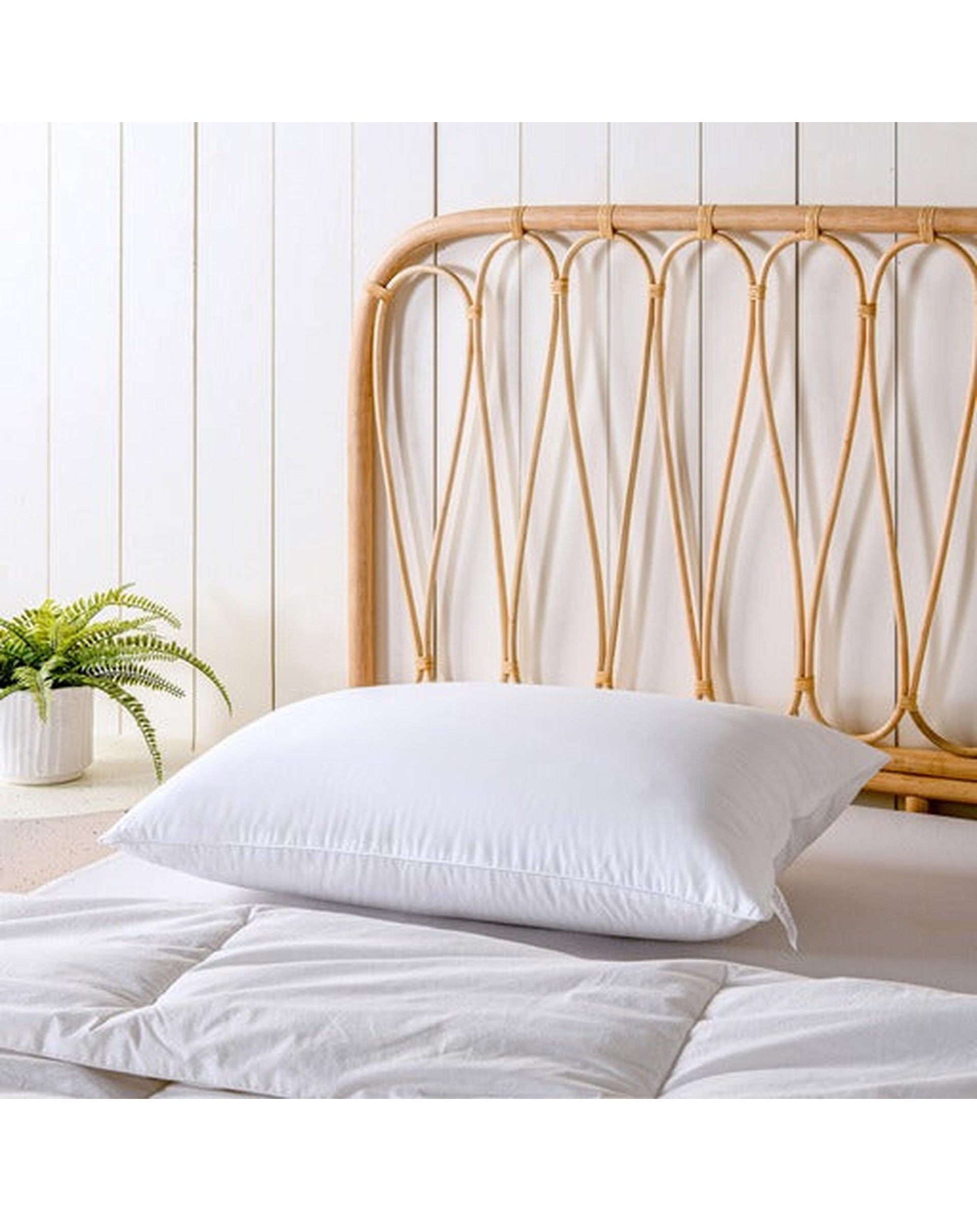 Bianca Bedding Natural Sleep White Bamboo Blend Medium Profile Pillow 750g Bianca Bedding