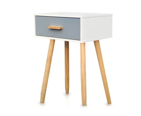 Home Master Bedside Table 1 Drawer Side Table Sleek Modern & Stylish Neutral Design 61cm