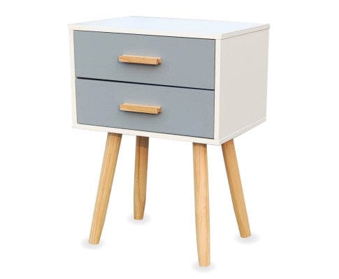 Home Master Bedside Table 2 Drawer Side Table Sleek Modern & Stylish Neutral Design 61cm