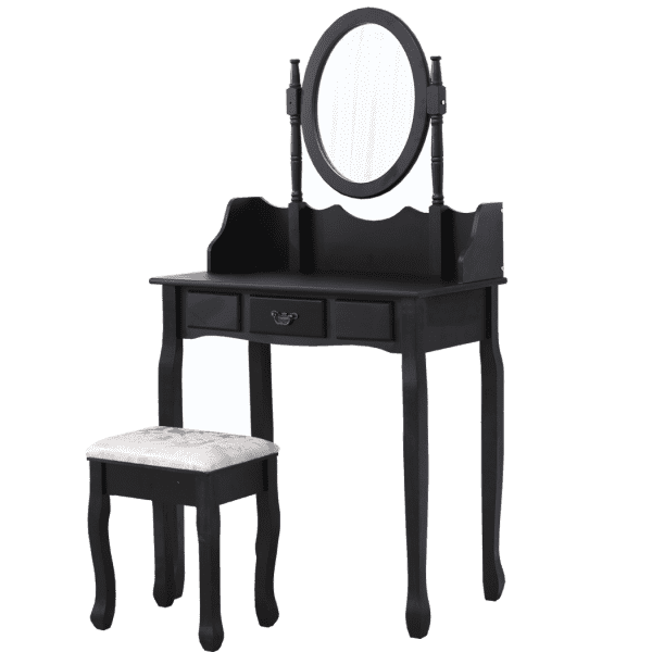 DRESSING TABLE STOOL MAKEUP MIRROR JEWELLERY ORGANIZER DRAWER CABINET Levede