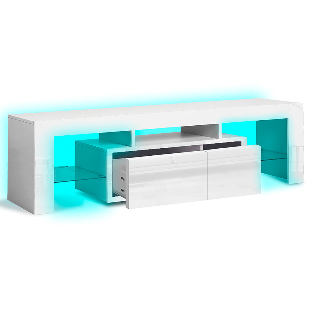 TV Cabinet Entertainment Unit Stand RGB LED Furniture Wooden Shelf 190cm Levede