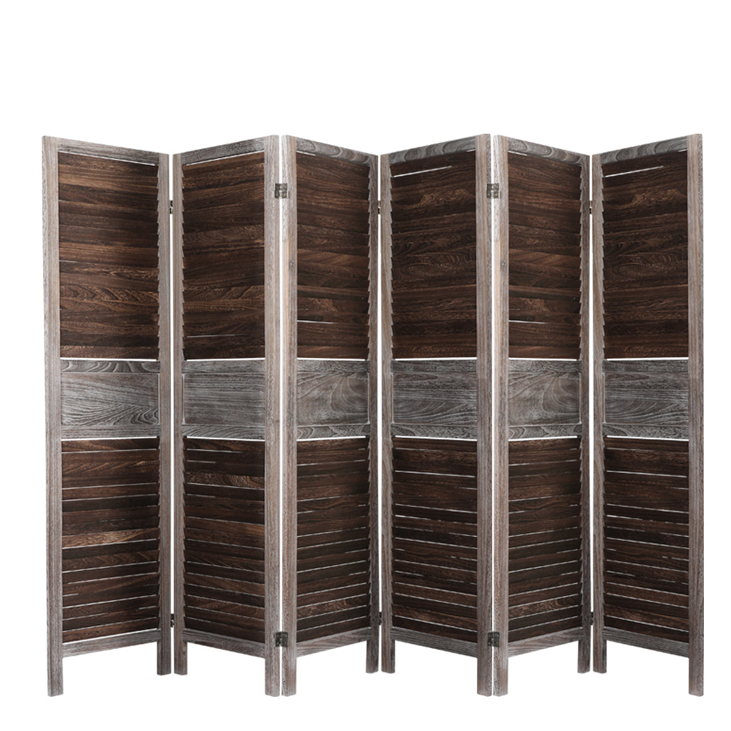 6 Panel Room Divider Folding Screen Privacy Dividers Stand Wood Brown Big Bedding Australia