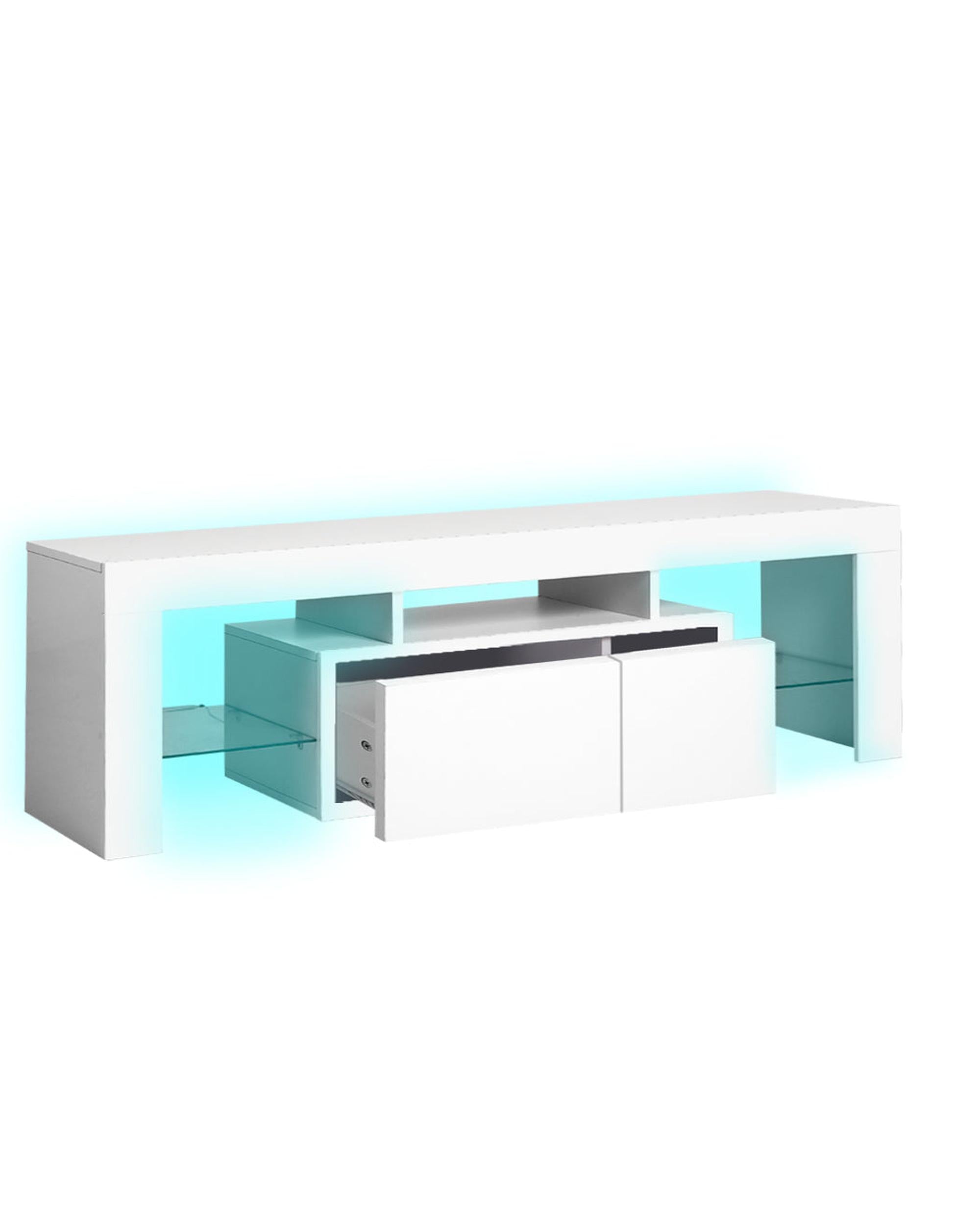 TV Cabinet Entertainment Unit Stand RGB LED Furniture Wooden Shelf 160cm Levede