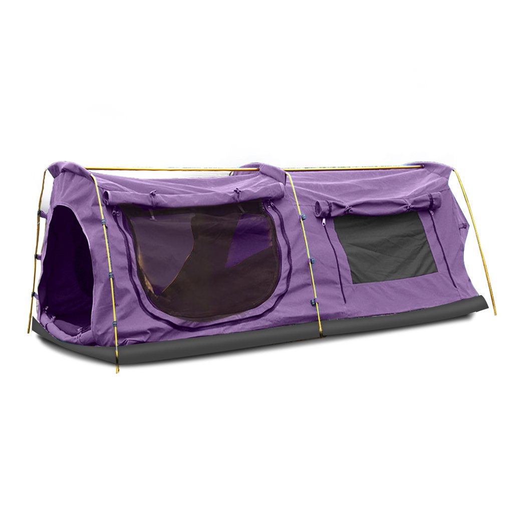 Double King Swag Camping Swags Canvas Dome Tent Hiking Mattress Purple Mountview