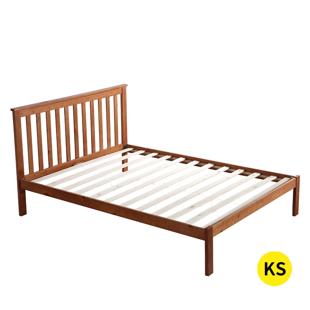 Pine Wood Kids Children Bed Frame Mattress Platform Base King Single Size Levede