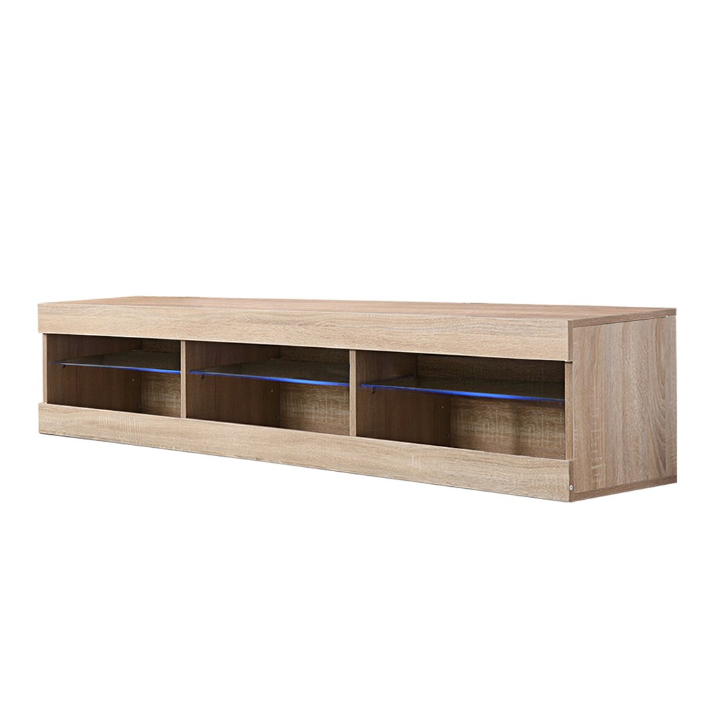 TV Cabinet LED Entertainment Unit Storage Stand Cabinets Modern Wood Oak Levede