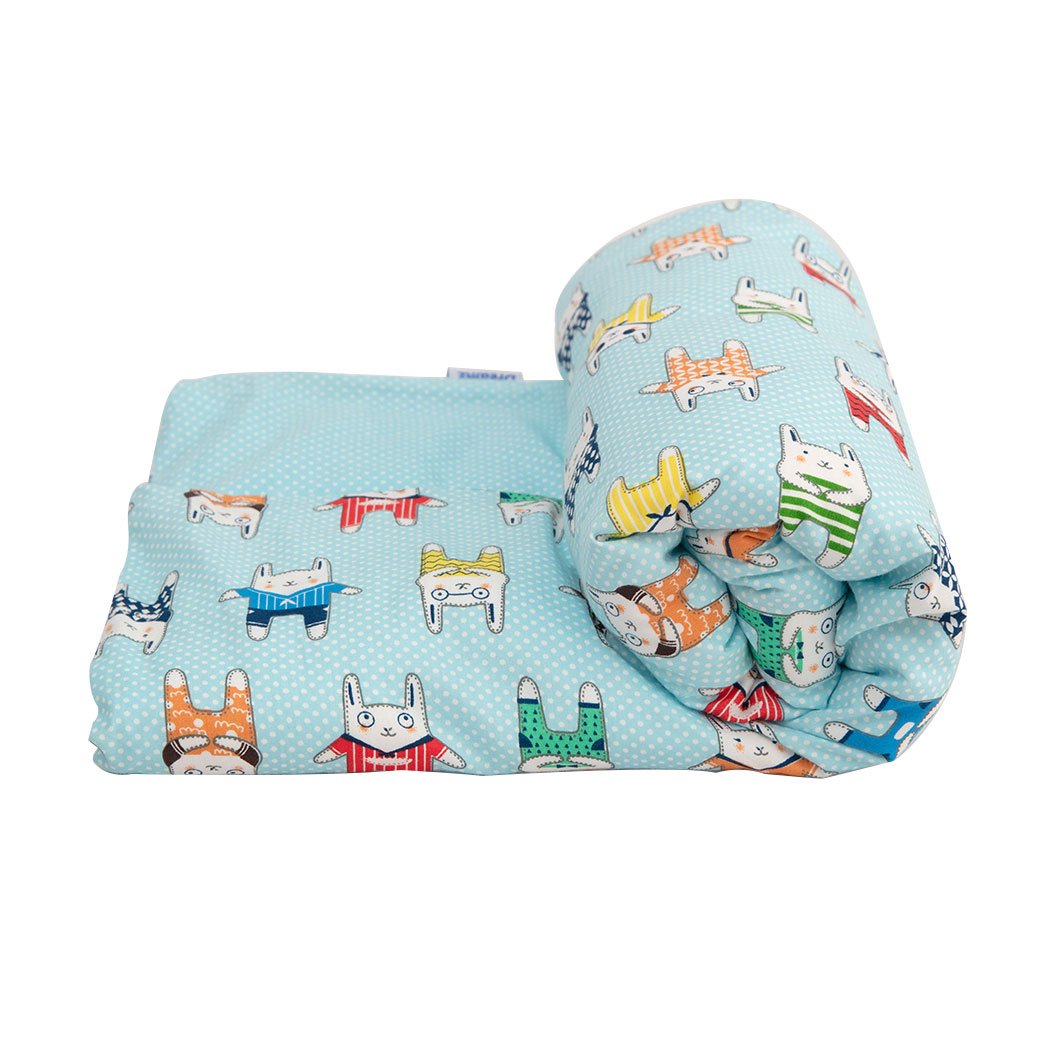 142x105cm Kids Cotton Weighted Blanket Lap Pad Cartoon Print Cover Blue Dreamz