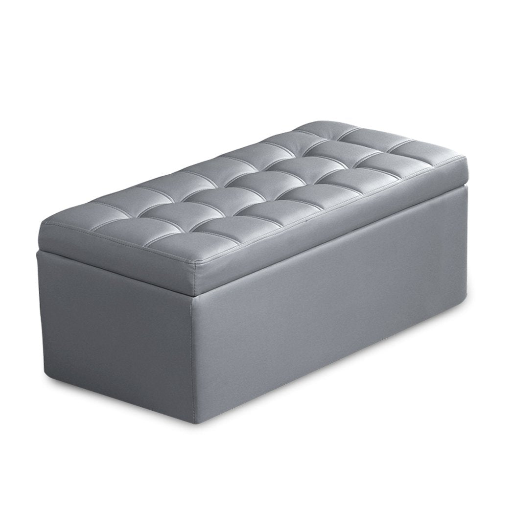 Blanket Box Storage Ottoman PU Leather Fabric Chest Toy Clothes Foot Stool Bed Big Bedding Australia