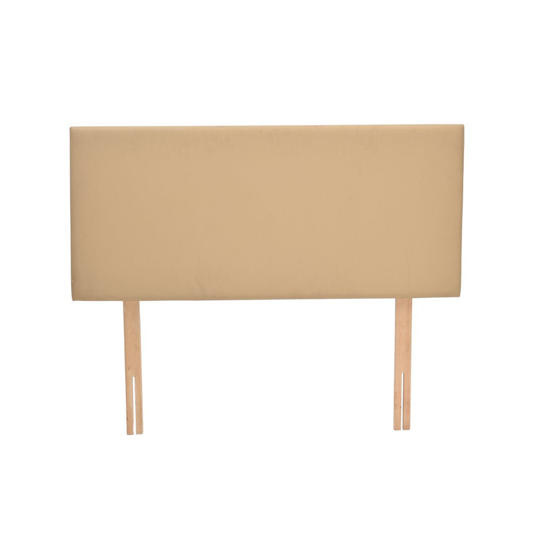PU Leather Bed Headboard with Wooden Legs in Double Size in Cream Colour Levede