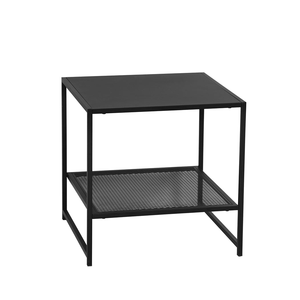 2-Tier Side Table Open Design Steel Home Shelf Compact Storage End Table Levede