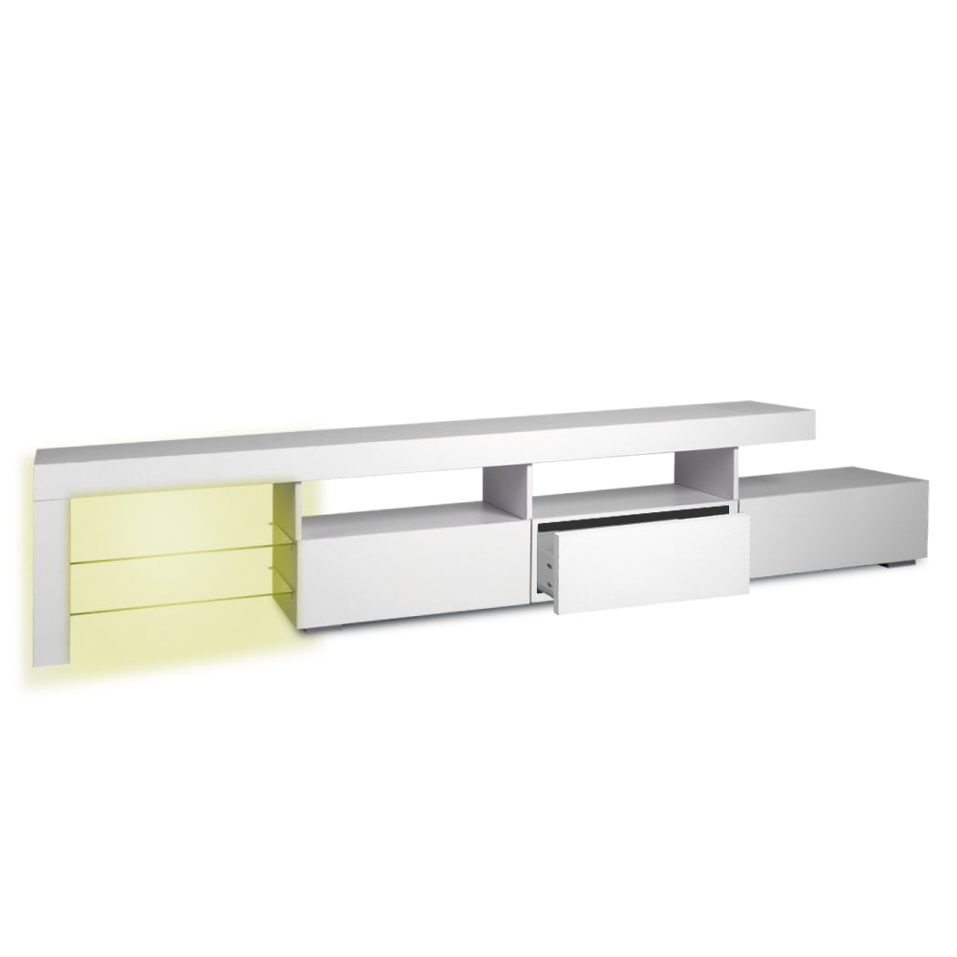 TV Cabinet Entertainment Unit Stand RGB LED Furniture Wooden Shelf 240cm Levede